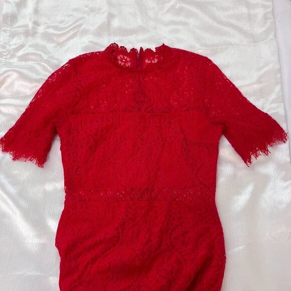 Lulus Remarkable Red Lace Dress Above The Knee Length Women's XS - Picture 5 of 10